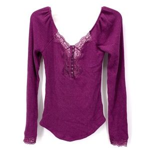 FREE PEOPLE TO THE WEST LONG SLEEVE HENLEY TOP